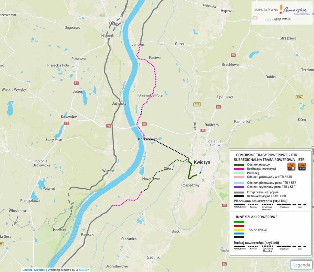 Miejsca nowowybudowanego odcinka trasy (Gm. Glówczyce) oraz budowanej trasy (Gm. Kwidzyn)