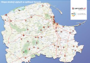 Mapa atrakcji ujętych w aplikacji Yanosik